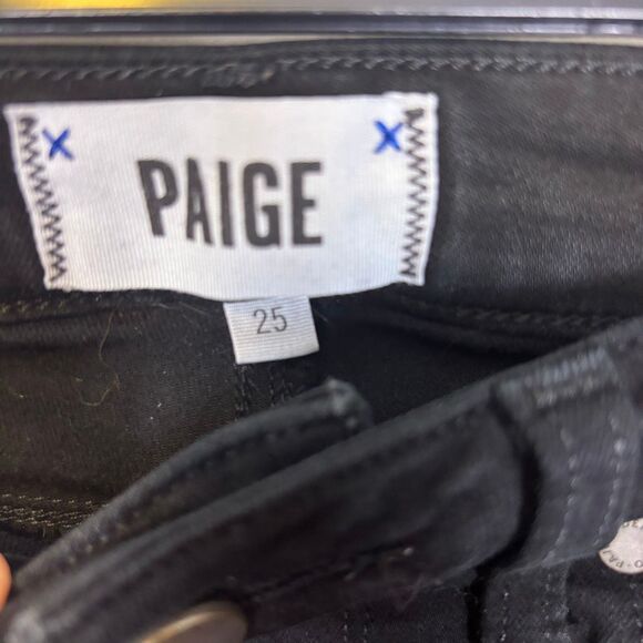 Paige High Waisted Black Hoxton Ankle Skinny Jeans Size 25 - Picture 6 of 7
